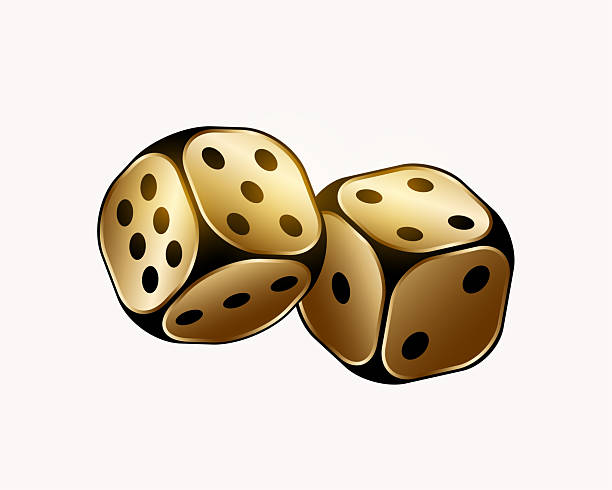 isolated golden black dice cubes for gambling play fun vector